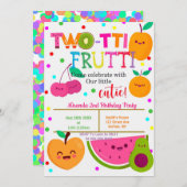 Two-tti Frutti 2nd Girl Birthday Party nodigt uit (Voorkant / Achterkant)