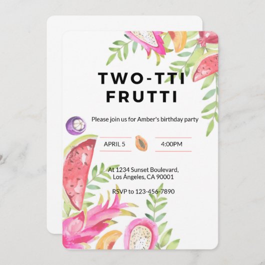 TWO-TTI FRUTTI Anniversaire - 2e carte de naissanc (Devant / Derrière)