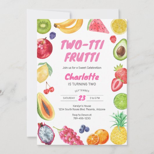 Two-tti Frutti Birthday Invitation (Devant)