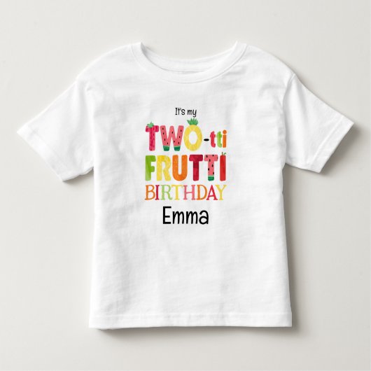 Two-tti Frutti Cutie Fruit 2de verjaardagsfeestje Kinder Shirts (Voorkant)