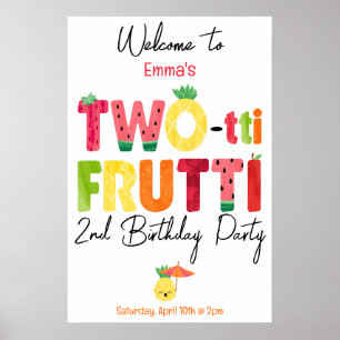TWO-tti Frutti Cuties 2e Verjaardag Welkom Poster