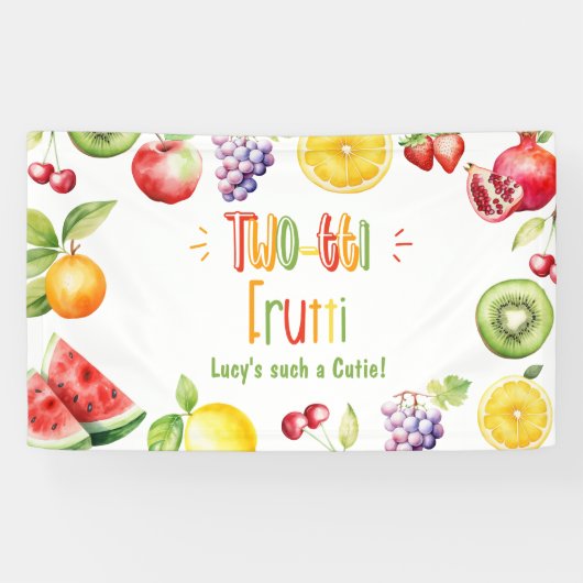 Two-tti frutti zo'n Cutie 2e verjaardag Spandoek (Horizontaal)