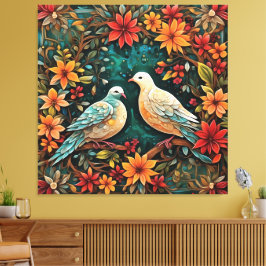 Two Turtle Doves Canvas Afdruk
