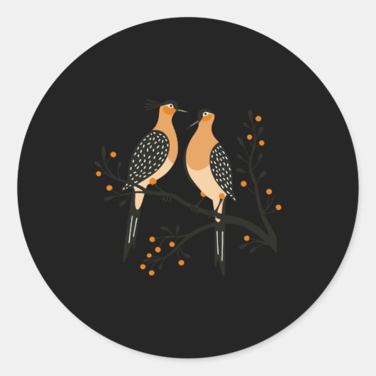 Two Turtle Doves Cut Out Stencil Retro Style 7 Bab Ronde Sticker (Voorkant)
