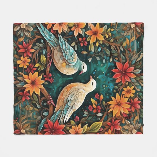 Two Turtle Doves Fleece Deken (Voorkant (Horizontaal))