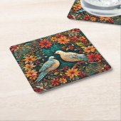 Two Turtle Doves Vierkante Kartonnen Onderzetter (Schuin)