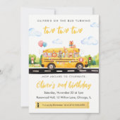 Two Two Two School Bus 2nd Birthday Invitation Kaart (Voorkant)