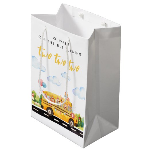 Two Two Two School Bus Medium Cadeauzakje (Voorkant Gekanteld)