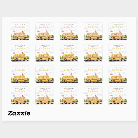 Two Two Two School Bus Vierkante Sticker (Vel)