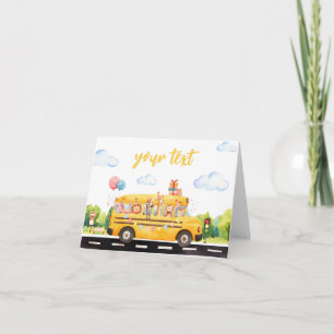 Two Two Two Schoolbus Voedsel Tentoonstelling Bord Bedankkaart