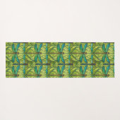 Two views of a green and yellow patterned tile  yogamat (Achterkant (horizontaal))