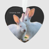 Two White Rabbits with Red Hearts Holiday Ornament (achterkant)