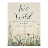 Two Wild Birthday - Boho Cream Wildflower Poster (Devant)