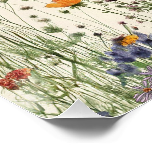 Two Wild Birthday - Boho Cream Wildflower Poster (Coin)