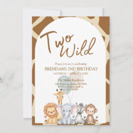 Two Wild Birthday Invitation  Kaart