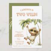 Two Wild Monkey Second Birthday Kaart (Voorkant / Achterkant)