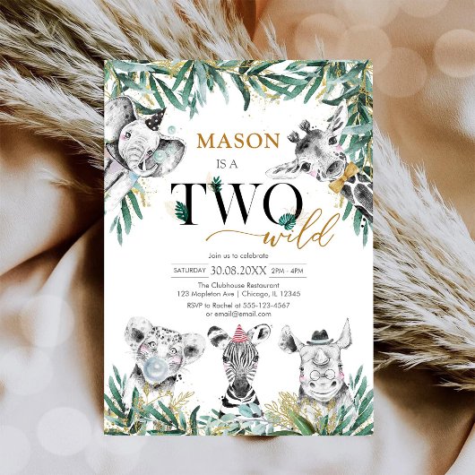 Two Wild Party Animals 2nd Birthday Invitation