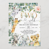 Two Wild Party Animals 2nd Birthday Invitation (Devant / Derrière)