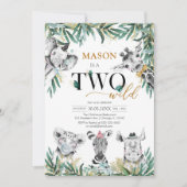 Two Wild Party Animals 2nd Birthday Invitation (Devant)
