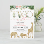 Two Wild Party Animals 2nd Birthday Invitation (Debout devant)