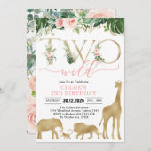 Two Wild Party Animals 2nd Birthday Invitation (Devant / Derrière)