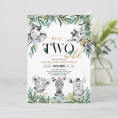 TWO Wild Party Animals Boy Birthday Invitation (Debout devant)
