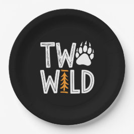 Two Wild – Rustic Woody Tweede Verjaardag Papieren Bordje