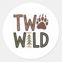 Two Wild – Rustic Woody Tweede Verjaardag Ronde Sticker