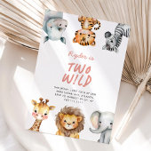 Two Wild Safari Animals 2nd Birthday Kaart