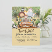 Two Wild Safari Animals Driving Car 2nd Birthday Kaart (Staand voorkant)