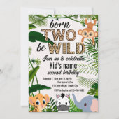 Two Wild Safari Animals Jungle Kids 2nd birthday Kaart (Voorkant)