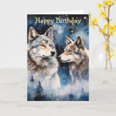 Two Wolves in Winter Kaart (Gele Bloem)