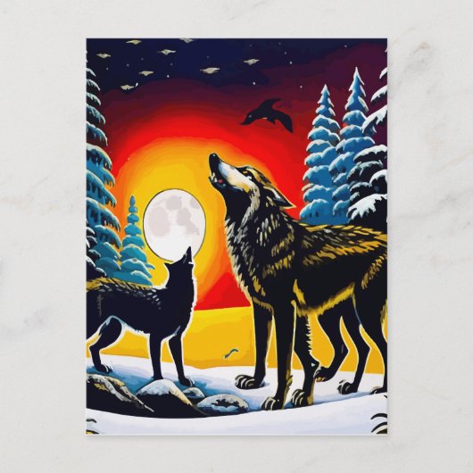 Two Wolves Wall Art Printable Home                 Briefkaart (Voorkant)