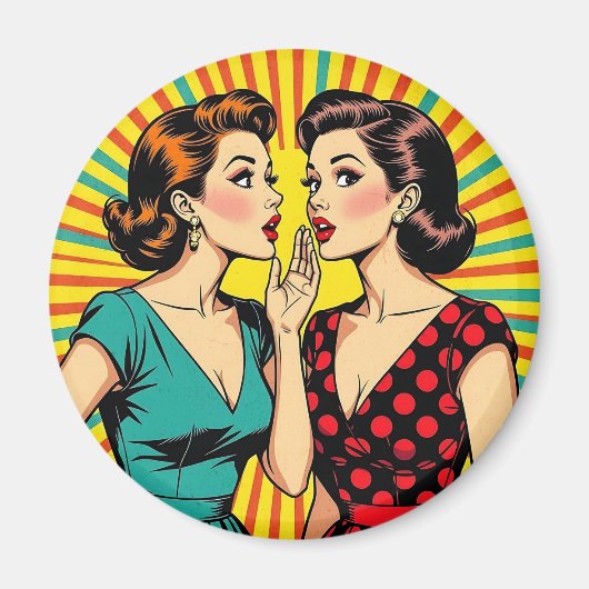 Two Woman Gossiping Telling Secrets Pop Art Magneet (Voorkant)