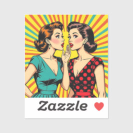 Two Woman Gossiping Telling Secrets Pop Art Sticker