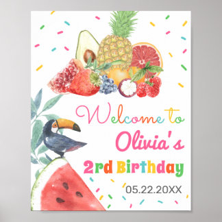 Twotti Fruitti Fruits Toucan Birthday Welkom Poster