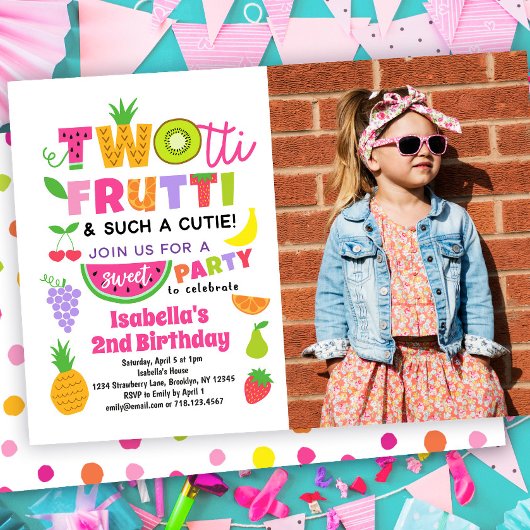 TWOtti Frutti 2e Invitation anniversaire avec phot
