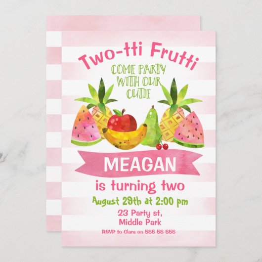 Twotti Frutti 2e Invitation d'anniversaire (Devant / Derrière)