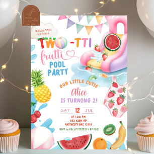 TWOtti Frutti 2e verjaardag Pool Party Kaart