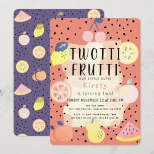 Twotti Frutti Fruit Oranje Paarse 2e Verjaardag Kaart