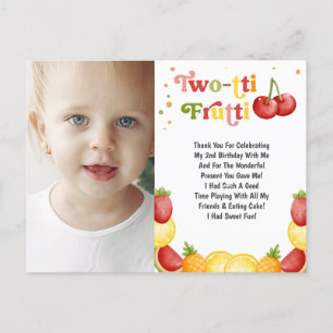 Twotti Frutti Fruity Tweede Verjaardag Bedankt Briefkaart
