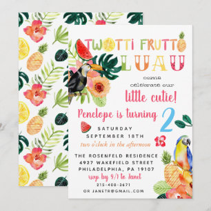 Twotti Frutti Luau Birthday Party Invitation Kaart