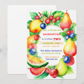 Twotti Frutti Verjaardagsfeest sjabloon Kaart (Voorkant / Achterkant)