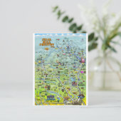 TX Hill Country Cartoon Map Briefkaart (Staand voorkant)