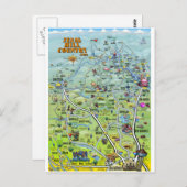 TX Hill Country Cartoon Map Briefkaart (Voorkant / Achterkant)