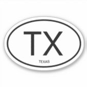 TX - Ovaal Texaanse staatscode vinyl sticker (Voorkant)