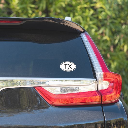 TX - Ovaal Texaanse staatscode vinyl sticker (Auto Zijkant)