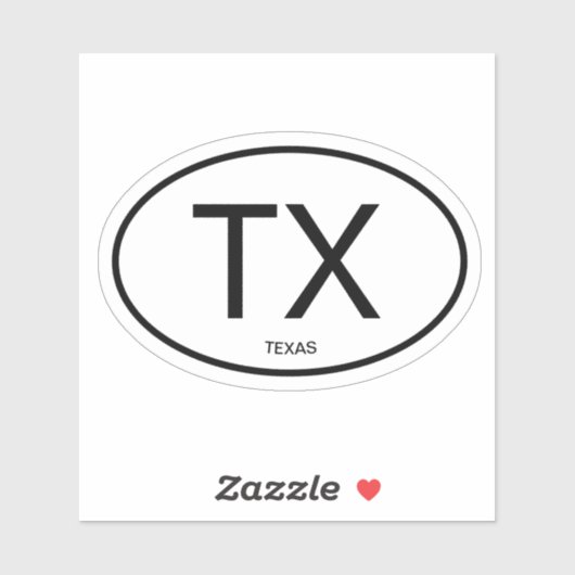 TX - Oval Texas code d'état autocollant vinyle (Feuille)