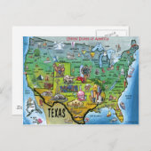TX USA Map Briefkaart (Voorkant / Achterkant)