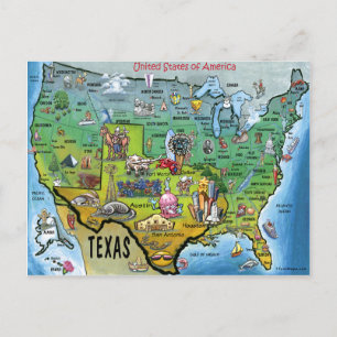 TX USA Map Briefkaart